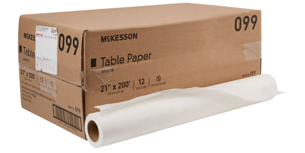 Table Paper McKesson 21 Inch Width White Smooth